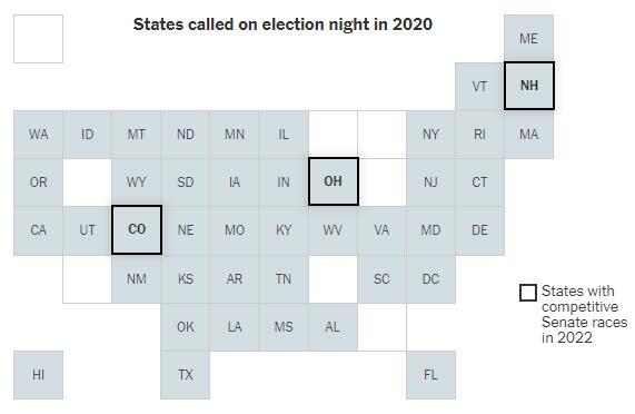 Infographie ci-dessus : États avec des courses compétitives au Sénat en 2022